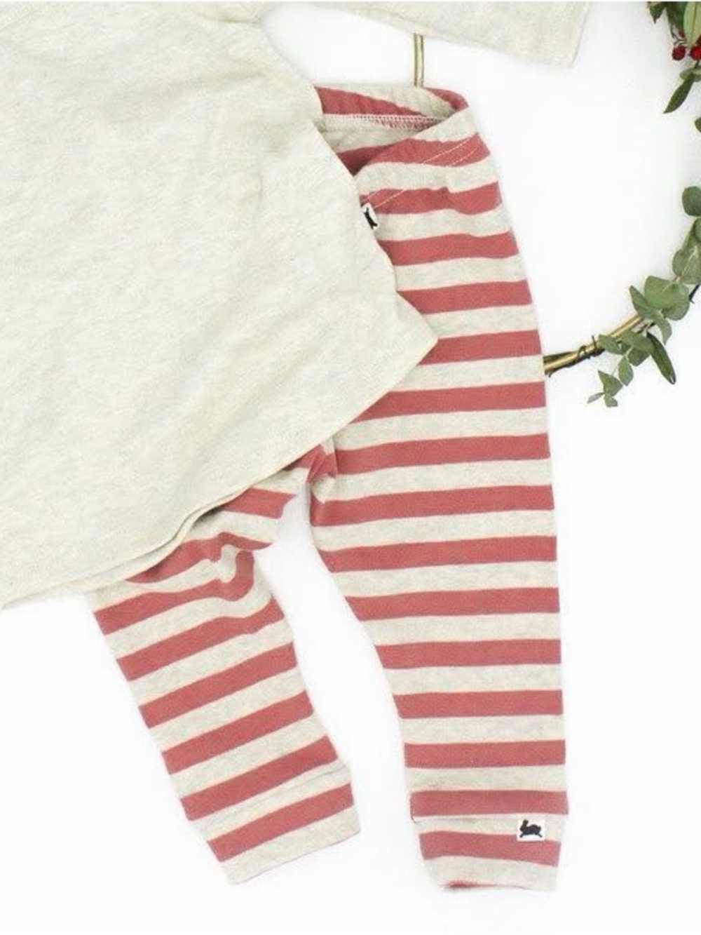 Striped Pink & White Girls Leggings